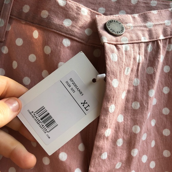 Compania Fantastica (ModCloth) stovepipe pants dusty rose w/ white polka dots - Picture 4 of 6